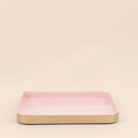Plateau carré métal rose 25x25cm | Hashtag Déco