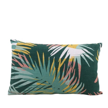 Coussin effet lin feuillage vert 30x50cm | Hashtag Déco