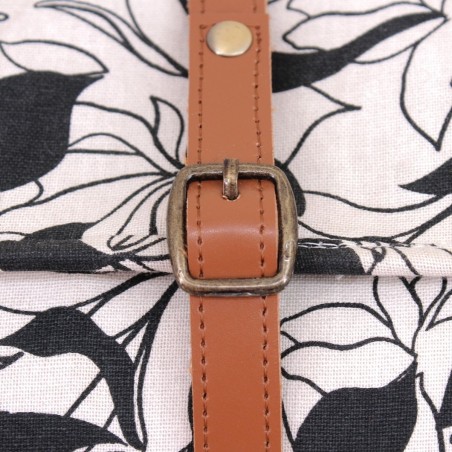 Pochette à bijoux en tissu fleuri marron beige | Hashtag Déco