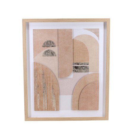 Cadre formes géométriques bois blanc 3D 60x50cm | Hashtag Déco