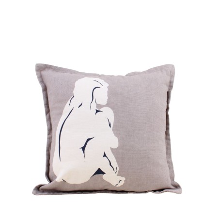 Coussin femme gris 40x40cm coton doux | Hashtag Déco