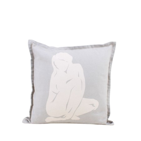 Coussin corps femme gris en coton 40cm | Hashtag Déco