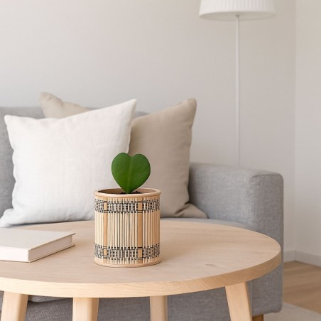 Lot de 3 cache-pots bambou rayé naturel | Hashtag Déco