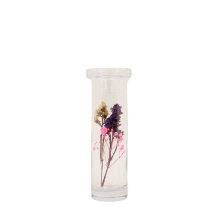 Bougeoir en verre et fleurs séchées 21cm | Hashtag Déco