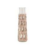 Vase rond en verre et fibres naturelles 34cm | Hashtag Déco
