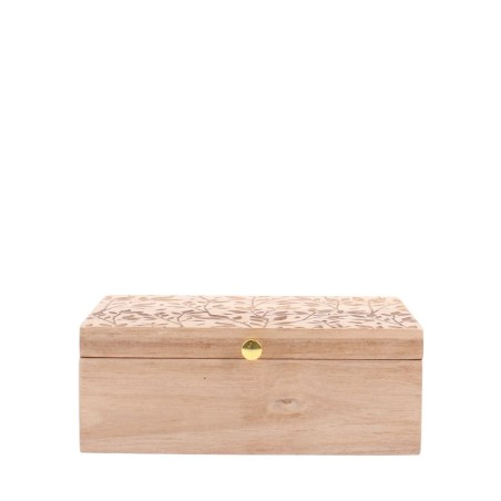 Boite à bijoux bois relief fleuri naturel | Hashtag Déco