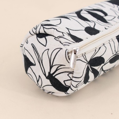 Pochette à bijoux en tissu fleuri marron beige | Hashtag Déco