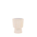 Vase en céramique strié beige 15x12cm | Hashtag Déco