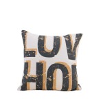 Coussin imprimé love home en coton beige 45x45cm | Hashtag Déco