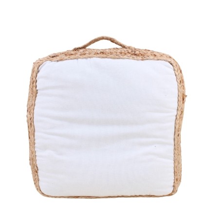 Coussin de sol tissu et jute 40x40cm beige | Hashtag Déco
