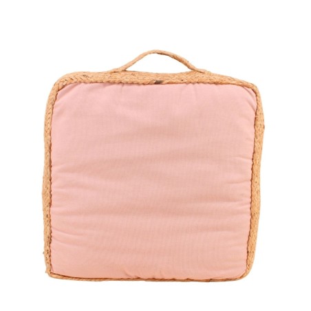 Coussin de sol tissu et jute 40x40cm beige | Hashtag Déco