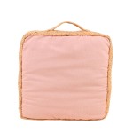 Coussin de sol tissu et jute 40x40cm beige | Hashtag Déco