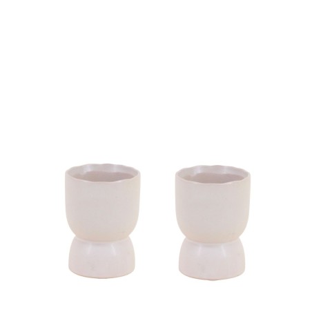 Lot de 2 photophores céramique beige 11x8cm | Hashtag Dé