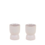 Lot de 2 photophores céramique beige 11x8cm | Hashtag Dé