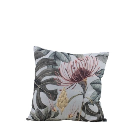 Coussin imprimé floral coton bleu 45x45 cm | Hashtag Déco