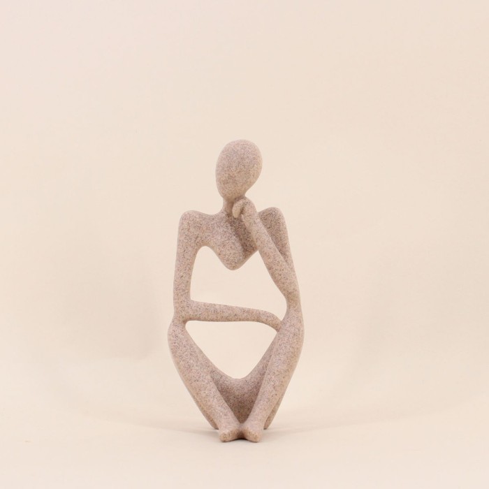 Statuette penseur marbre beige 23cm | Hashtag Déco