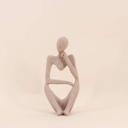 Statuette penseur marbre beige 23cm | Hashtag Déco