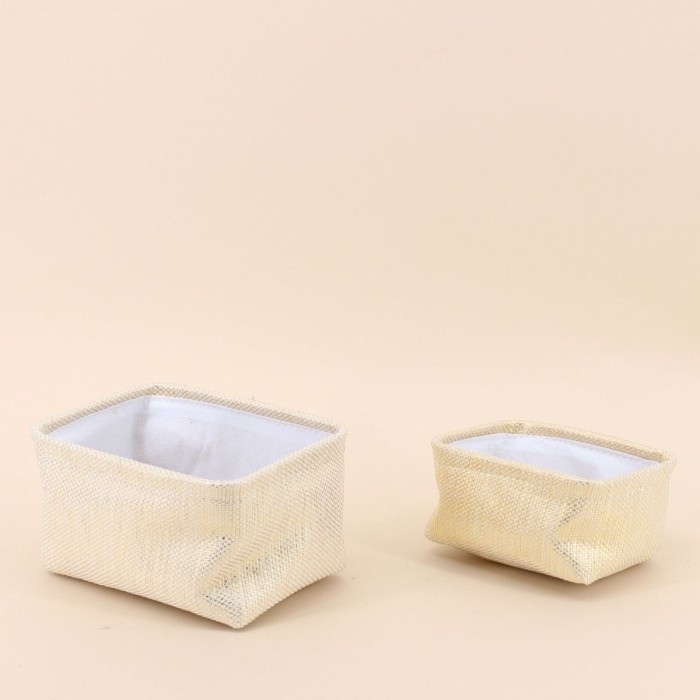 Lot de 2 paniers rectangulaires dorés métal | Hashtag Déco