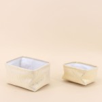 Lot de 2 paniers rectangulaires dorés métal | Hashtag Déco