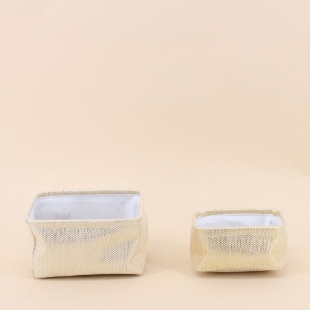 Lot de 2 paniers rectangulaires dorés métal | Hashtag Déco