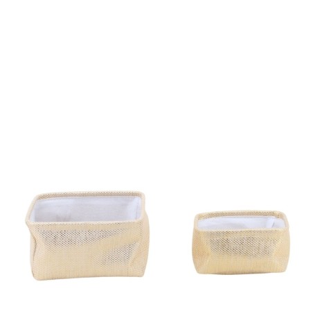 Lot de 2 paniers rectangulaires dorés métal | Hashtag Déco