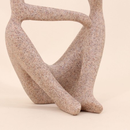 Statuette penseur marbre beige 23cm | Hashtag Déco