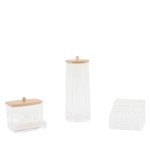 Set de 3 accessoires en bambou blanc pour salle de bain | Hashtag Déco