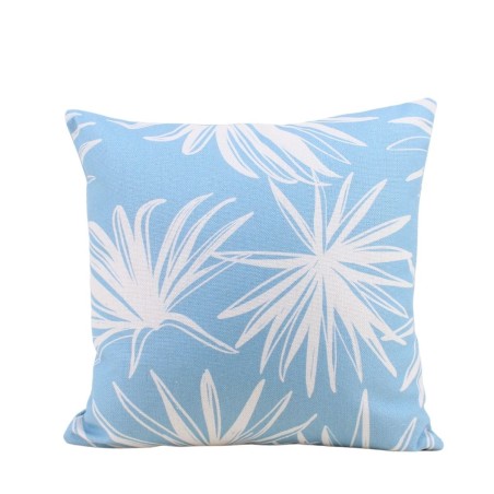 Coussin extérieur bleu en tissu fleuri 40x40 cm | Hashtag Déco