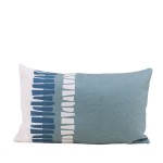 Coussin extérieur tissu géométrique bleu 30x50cm | Hashtag Déco