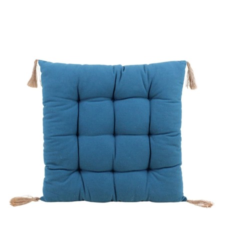 Galette de chaise bleu coton 40x40cm | Hashtag Déco
