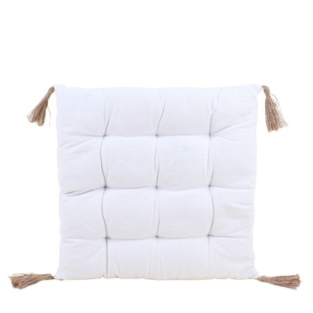 Galette de chaise blanche coton 40x40cm | Hashtag Déco