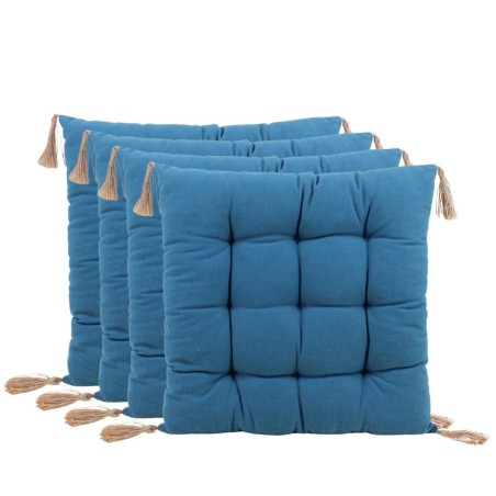 Lot de 4 galettes de chaises coton bleu 40cm | Hashtag Déco