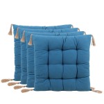 Lot de 4 galettes de chaises coton bleu 40cm | Hashtag Déco