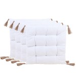 Lot de 4 galettes de chaises coton blanc 40cm | Hashtag Déco