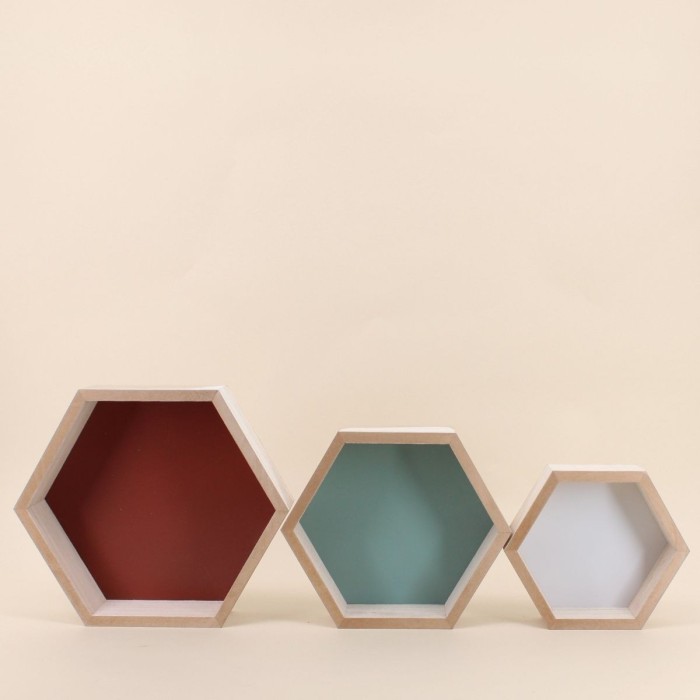 Set de 3 étagères bois hexagonales | Hashtag Déco