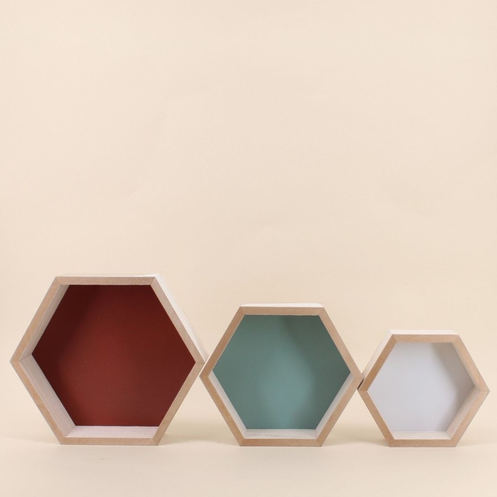Set de 3 étagères bois hexagonales | Hashtag Déco