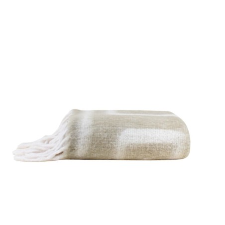 Plaid doux beige en coton 130x170cm | Hashtag Déco