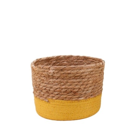 Panier en paille jaune 20x15cm | Hashtag Déco