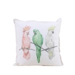 Coussin imprimé perroquet coton vert 40cm | Hashtag Déco