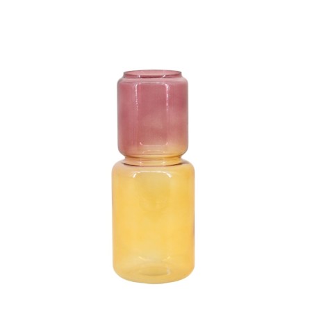 Vase coloré en céramique jaune et rose 20cm | Hashtag Déco
