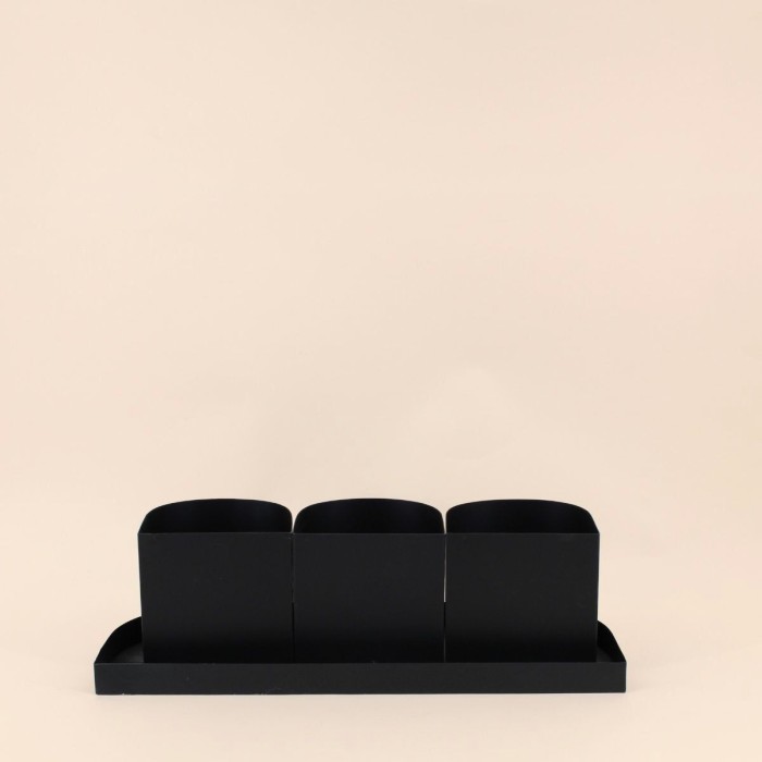 Set de 3 cache-pots en céramique beige 49cm | Hashtag Déco