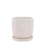 Cache-pot strié beige 20cm céramique | Hashtag Déco