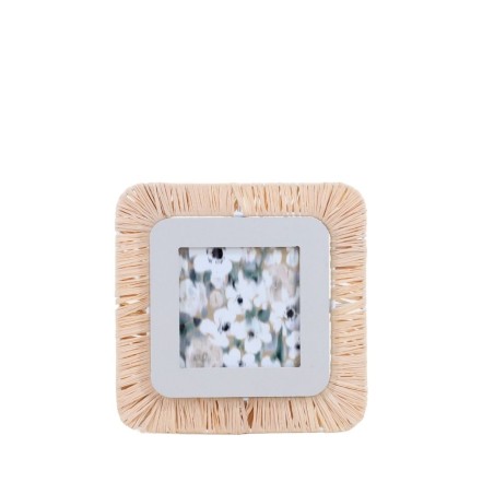 Cadre photo carré en raphia naturel beige | Hashtag Déco