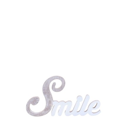 Mot décoratif "Smile" blanc bois 35cm | Hashtag Déco