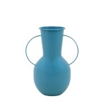 Vase métal bleu avec anses 24cm | Hashtag Déco