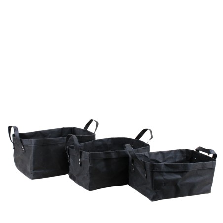Set de 3 paniers noirs en osier avec poignées | Hashtag Déco