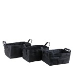 Set de 3 paniers noirs en osier avec poignées | Hashtag Déco