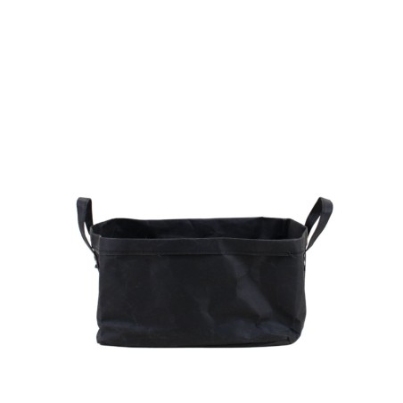 Panier rectangulaire noir en osier 33x23cm | Hashtag Déco
