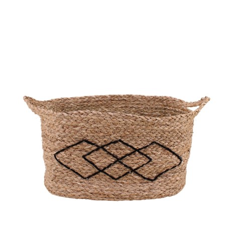 Panier rectangulaire fibres naturelles à motifs noirs | Hashtag Déco