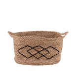 Panier rectangulaire fibres naturelles à motifs noirs | Hashtag Déco